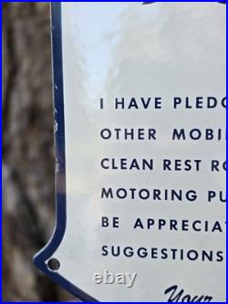 VINTAGE MOBILGAS DEALER RESTROOM PLEDGE PORCELAIN SIGN WITH PEGASUS 12 x 12 VINTAGE MOBILGAS DEALER RESTROOM PLEDGE PORCELAIN SIGN WITH PEGASUS 12 x 12