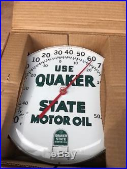 VINTAGE NOS QUAKER STATE MOTOR OIL 12 THERMOMETER Original Box. /Man Cave Sign