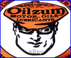 Vintage Oilzum Motor Oils & Lubricants 4 Porcelain License Plate Topper Sign Nr