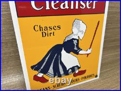 VINTAGE OLD DUTCH CLEANSER PORCELAIN SIGN Netherlands Clogs Cleaning Gas Oil