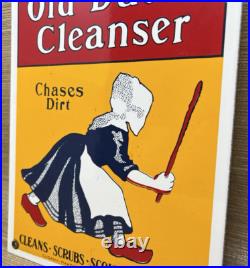 VINTAGE OLD DUTCH CLEANSER PORCELAIN SIGN Netherlands Clogs Cleaning Gas Oil