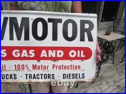 VINTAGE ORIGINAL 1940's 50's SAVMOTOR SIGN SAVES GAS AND OIL RACK DISPLAY SIGN