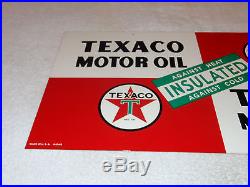 Vintage Original Texaco Insulated Motor Oil 21.5 X 11.2 Metal 2 Sided Gas Sign