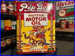 VINTAGE PEP BOYS WESTERN MOTOR OIL 2-GALLON CAN MANNY MOE AND JACK NICE GRAPHiX
