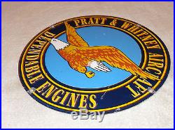 Vintage Pratt & Whitney Aircraft & Engine 11 3/4 Porcelain Gas & Oil Sign! Nr