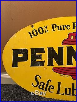 Vintage Rare 1971 Original Pennzoil 31 By 18 Double Sided Metal Gas & Oil Sign