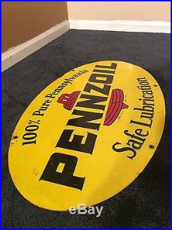 Vintage Rare 1971 Original Pennzoil 31 By 18 Double Sided Metal Gas & Oil Sign