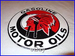Vintage Rare Red Indian Gasoline 18 Porcelain Motor Oil & Gas Sign! Chief! Nr