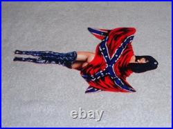 VINTAGE REBEL GASOLINE WOMAN With FLAG +BLACK BOOTS 12 METAL OIL ADVERTISING SIGN