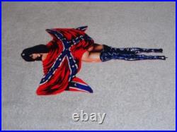 VINTAGE REBEL GASOLINE WOMAN With FLAG +BLACK BOOTS 12 METAL OIL ADVERTISING SIGN