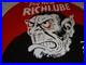 VINTAGE RICHLUBE MONKEY 25 c QUART APE 11 3/4 PORCELAIN METAL GASOLINE OIL SIGN