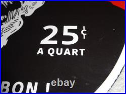 VINTAGE RICHLUBE MONKEY 25 c QUART APE 11 3/4 PORCELAIN METAL GASOLINE OIL SIGN