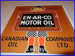 Vintage Scarce En-ar-co Motor Oil 18 X 17 Double Sided Gas & Oil Flange Sign