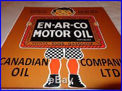 Vintage Scarce En-ar-co Motor Oil 18 X 17 Double Sided Gas & Oil Flange Sign