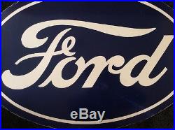 Vintage Scarce Ford Cars & Trucks 36 X 24 Double Sided Porcelain Gas+ Oil Sign