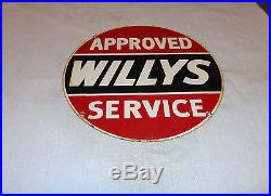 Vintage Scarce Willys Approved Service 20 Porcelain Jeep, Truck, Gas & Oil Sign