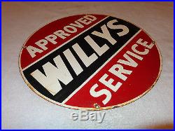 Vintage Scarce Willys Approved Service 20 Porcelain Jeep, Truck, Gas & Oil Sign