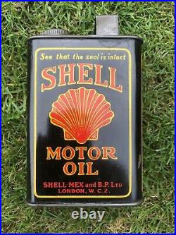 VINTAGE SHELL MINIATURE MOTOR OIL CAN TIN ADVERTISING 1920s GARAGE AUTOMOBILIA