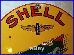 Vintage Shell Service Station Gas Pump Sign Plate Nr Mint Oil Lubester