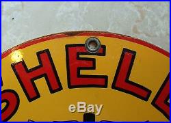 Vintage Shell Service Station Gas Pump Sign Plate Nr Mint Oil Lubester