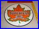 VINTAGE SUPERTEST GASOLINE With MAPLE LEAF 11 3/4 PORCELAIN METAL CANADA OIL SIGN