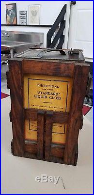 VINTAGE Standard Oil Liquid Gloss Gas Station MOTOR OIL CAN 5 GALLON + Crate