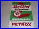 VINTAGE TEXACO SKY CHIEF SUPREME GASOLINE With PETROX 18 PORCELAIN METAL OIL SIGN