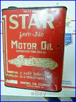 VINTAGE TWO GALLON STAR SERVICE Station OIL CAN Whiting Petroleum Delahaye