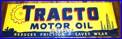 VINTAGE Tracto Motor Oil Gas Station Advertising Tin SIGN