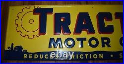 VINTAGE Tracto Motor Oil Gas Station Advertising Tin SIGN