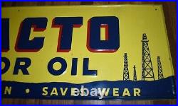 VINTAGE Tracto Motor Oil Gas Station Advertising Tin SIGN