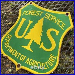 VINTAGE US FOREST SERVICE PORCELAIN SIGN Dept Of AGRICULTURE STATE PARK OIL GAS