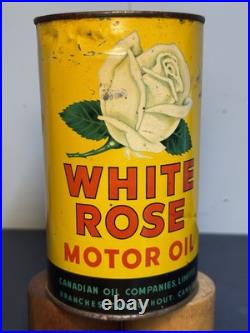 VINTAGE WHITE ROSE MOTOR OIL 1 QUART CAN EMPTY Advertising Gas Sign Canada