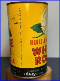 VINTAGE WHITE ROSE MOTOR OIL 1 QUART CAN EMPTY Advertising Gas Sign Canada
