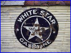 Vintage White Star Gasoline Motor Oil Porcelain Sign Detroit Michigan 1920's
