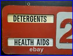 VINTAGE c. 1940s WOODEN GROCERY STORE AISLE ADVERTISING SIGN GAS OIL 2-SIDED 32