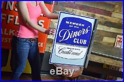 VINTAGE diners club sign 1962 2 sided flange Restaurant Transportation Gas Oil