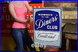 VINTAGE diners club sign 1962 2 sided flange Restaurant Transportation Gas Oil
