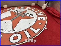 VINTAGE texaco Star sign gasoline motor oil texas company 18 Inch Round