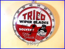 Vintagerare 1950's Trico Wiper Blades Advertising Thermometer Gas Oil Sign