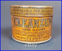 VTG 1920s CLEANZUM Hand Cleaner Tin Can Oil Gas Oilzum White & Bagley Antique
