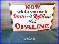 Vtg 1930'srare Sinclair Opaline Service Station Porcelain Gas Oil Sign. Nice