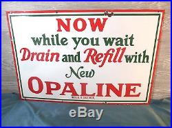 Vtg 1930'srare Sinclair Opaline Service Station Porcelain Gas Oil Sign. Nice