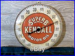 Vtg 1956 Rare Kendall Motor Oil 12 Bubble Glass Thermometer Sign. Free Ship