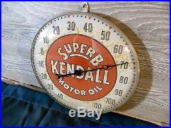 Vtg 1956 Rare Kendall Motor Oil 12 Bubble Glass Thermometer Sign. Free Ship