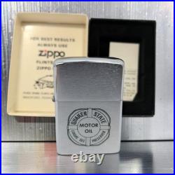 VTG 80's Zippo Quaker State Motor Oil Lighter Brushed Chrome Gas Oil Advertising