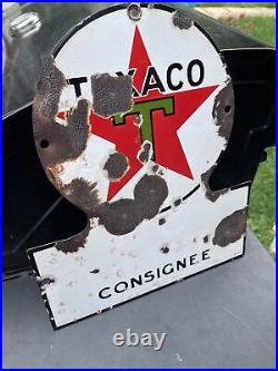 VTG Texaco Consignee Porcelain Sign Truck Pump Plate Gas Oil Service Station