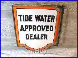 Vtgsuper Rare 1920's Tidewater Flying A Tydol Porcelain Flange Gas Oil Sign