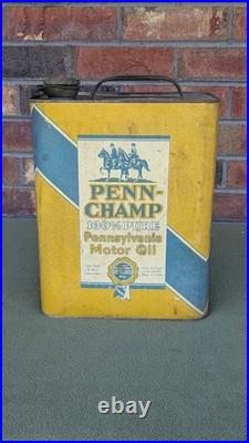 Very Rare Vintage Penn Champ 2 Gal. Oil Can- Empty- Desirable -Auction Piece