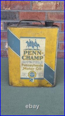 Very Rare Vintage Penn Champ 2 Gal. Oil Can- Empty- Desirable -Auction Piece